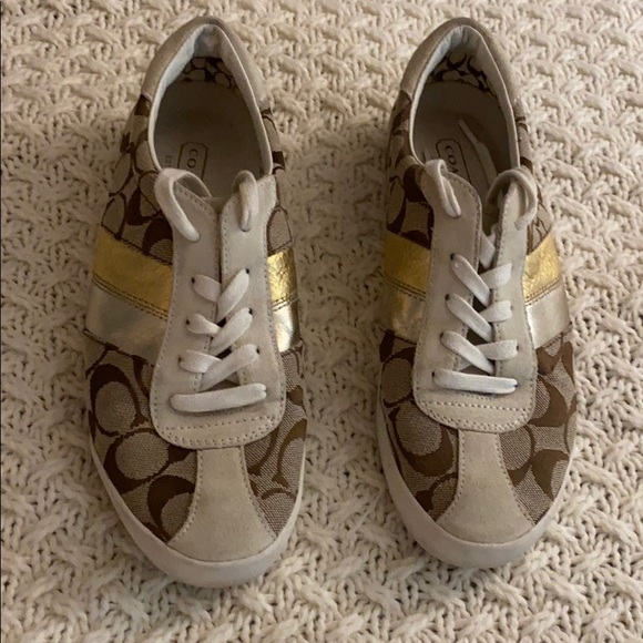 Rare vintage tan and gold coach sneaker - Picture 1 of 1